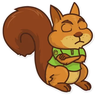 😒 63ab74af wiewiórka, zwierzę, kreskówka, zirytowany, z założonymi rękami telegram sticker