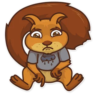 😣 bddfb7c1 wiewiórka, smutny, kreskówka, zwierzę, słodki telegram sticker