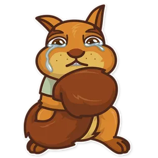 😭 c67a77d3 zwierzę, kreskówka, smutny, wiewiórka, płacz telegram sticker