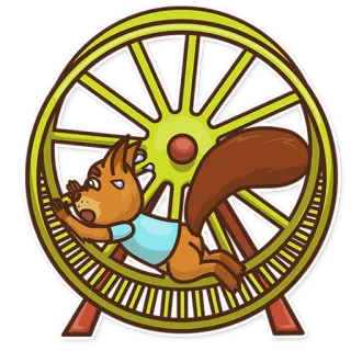 🔄 f2dbf523 wiewiórka, kołowrotek dla chomika, bieganie, ćwiczenia, śmieszne, kreskówka telegram sticker