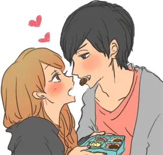 😍 375a5188 คู่รัก, ความรัก, อนิเมะ, ช็อกโกแลต, โรแมนติก, การ์ตูน telegram sticker