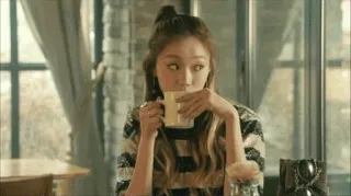 🌱 491f82fa wanita, kopi, cangkir, minum, kafe, dalam ruangan telegram sticker