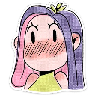 ⭐ 281b74ca desenho animado, menina, rubor, cabelo roxo, kawaii, fofo whatsapp sticker