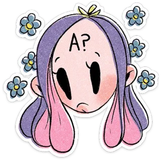 ⭐ 7571aed1 A? pergunta, desenho animado, personagem, fofo, flor, triste, garota whatsapp sticker