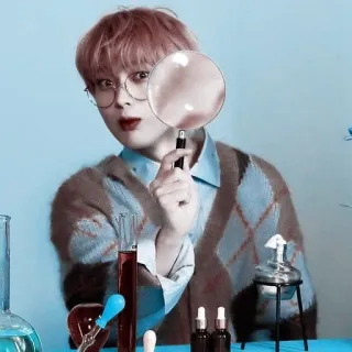 🌸 9892d5b1 persona, científico, química, experimento, lupa, laboratorio whatsapp sticker