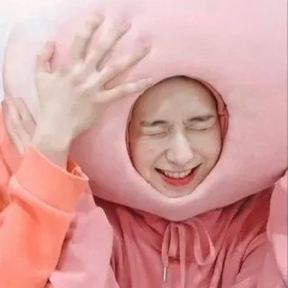 🍅 7113ee52 사람, 인물 사진, 웃는, 분홍색, 모자, 후드티 telegram sticker