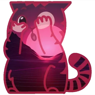 🤭 80257790 animal, panda rojo, puesta de sol, dibujos animados, lindo, ilustración whatsapp sticker