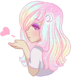 😘 56d9bc57 かわいい, アニメ, 女の子, キラキラ, カワイイ, パステル telegram sticker