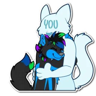🤗 0ae72267 YOU เฟอร์รี่, กอด, การ์ตูน, สัตว์, มิตรภาพ, น่ารัก telegram sticker