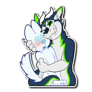 🤗 1f136d58 YOU! เฟอร์รี่, สัตว์, กระต่าย, หมาป่า, กอด, น่ารัก telegram sticker