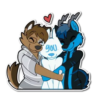 🤗 38f3a47b You เฟอร์รี่, กอด, รัก, มานุษยรูปนิยม, สัตว์, การ์ตูน, หัวใจ telegram sticker