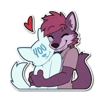 🤗 3a69229a you เฟอร์รี่, กอด, รัก, ความรัก, น่ารัก, หมาป่า, การ์ตูน telegram sticker