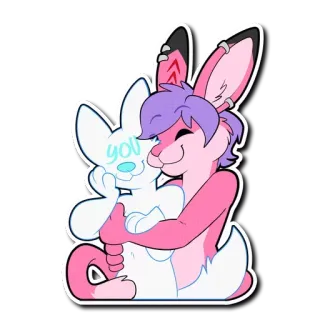 🤗 861ba26d you กระต่าย, บันนี่, แอนโธร, เฟอร์รี่, กอด, น่ารัก telegram sticker