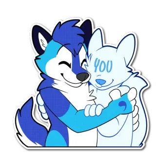 🤗 91b741f4 YOU เฟอร์รี่, กอด, สุนัขจิ้งจอก, การ์ตูน, สัตว์, น่ารัก telegram sticker
