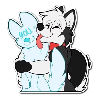 🤗 99ace0ab you น่ารัก, กอด, มานุษยรูปนิยม, การ์ตูน, สติกเกอร์, สัตว์, ความรัก telegram sticker