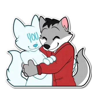 🤗 b5a655de you หมาป่า, กอด, น่ารัก, มีขน, การ์ตูน, มิตรภาพ telegram sticker