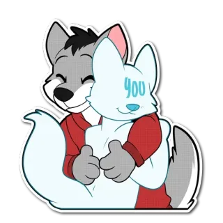 🤗 e07f091a YOU เฟอร์รี่, หมาป่า, การ์ตูน, น่ารัก, กอด, มิตรภาพ telegram sticker