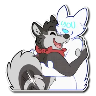 🤗 e6643648 You เฟอร์รี่, หมาป่า, สุนัข, กอด, น่ารัก, สัตว์, การ์ตูน, ความรัก telegram sticker