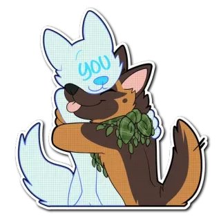 🤗 f9231006 you สุนัข, กอด, มิตรภาพ, น่ารัก, การ์ตูน, สัตว์, ความรัก telegram sticker