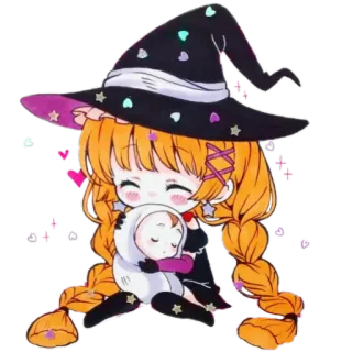 ☺️ 2a8239db penyihir, halloween, imut, kawaii, chibi, kartun telegram sticker
