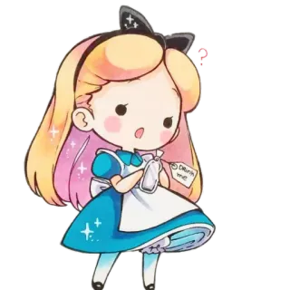 😳 547a5c3b Alice Alice in Wonderland Drink me Alice in Wonderland, Minumlah aku, Chibi, Lucu, Gadis, Fantasi telegram sticker