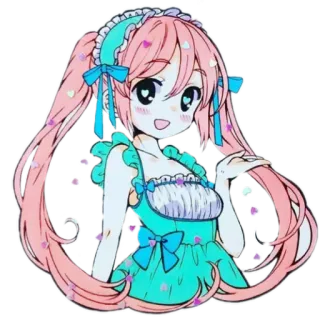 😍 aac4393e Anime, Gadis, Kawaii, Imut, Rambut Pink, Kartun telegram sticker