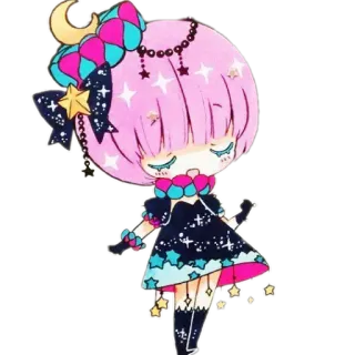 ✨ c6396065 kawaii, anime, bintang, bulan, pita, imut, chibi telegram sticker