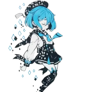 ✨ fe3fde59 anime, rambut biru, imut, motif berlian, kartun telegram sticker