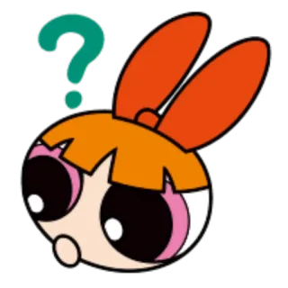 🤔 07b1b69b Blossom Powerpuff Girls мультфильм, вопросительный знак, милый, цветок, Суперкрошки whatsapp sticker