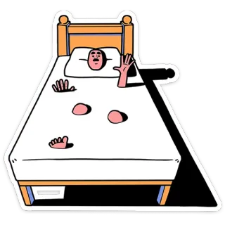 ⭐ a631c9e2 cama, dormir, dibujos animados, partes del cuerpo, humano, sueño telegram sticker