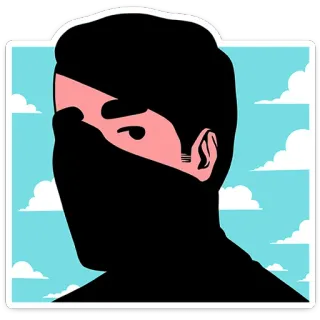 🙆 d7010bae cabeza, enmascarado, ninja, perfil, cielo, nubes telegram sticker