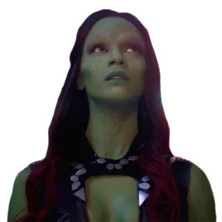 🙄 2b6880b8 Gamora Guardians of the Galaxy กาโมร่า, มาร์เวล, ซูเปอร์ฮีโร่, ผิวสีเขียว, อวกาศ, ผู้หญิง, ตัวละคร whatsapp sticker