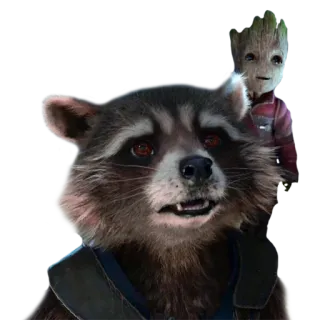 😟 7cac1634 Rocket Raccoon Guardians of the Galaxy แรคคูน, กรูท, ผู้พิทักษ์จักรวาล, มาร์เวล, ซูเปอร์ฮีโร่, ร็อคเก็ต whatsapp sticker