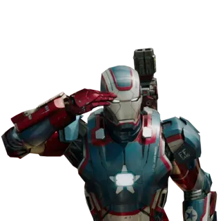 👨‍✈️ f4a8419f Iron Patriot ไอออน แพทริออต, มาร์เวล, ซูเปอร์ฮีโร่, เคารพ, ชุดเกราะ whatsapp sticker