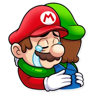 😭 0f8e4c73 Mario Mario, Luigi, knuffel, verdrietig, huilen, Nintendo telegram sticker