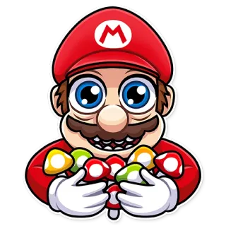🥴 61c49b23 Mario Mario, Super Mario, Nintendo, Videogame, Cartoon, Personage, Paddenstoel telegram sticker