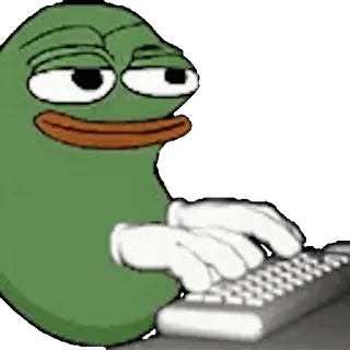 😏 d33f3431 Pepe the Frog pepe, frog, meme, typing, internet, character, cartoon, funny whatsapp sticker