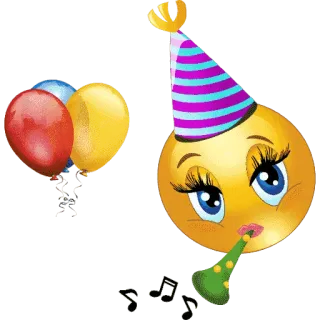 🥳 ac9c3d17 이모티콘, 축하, 파티, 생일, 풍선, 모자, 음표 telegram sticker