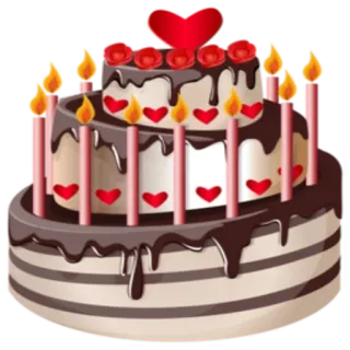 🎂 d75cbb64 케이크, 디저트, 생일, 축하, 달콤한, 촛불, 하트 telegram sticker