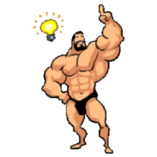💡 236cacba muscle, bodybuilder, fitness, cartoon, gym, lightbulb, idea telegram sticker
