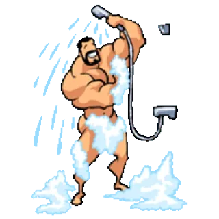 🚿 6f5ab2b9 shower, man, cartoon, muscular, hygiene, soap telegram sticker