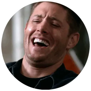😆 16c6ba60 Dean Winchester Supernatural lachen, lustig, tv serie, dean, winchester, supernatural whatsapp sticker