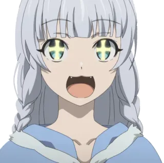 ❤️ 878237d8 anime, girl, white hair, cute, character, cartoon whatsapp sticker