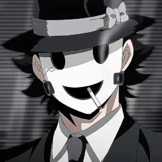 🤍 425abd92 Anime, Personnage, Masque, Chapeau, Fumeur, Cigarette, Noir et blanc telegram sticker