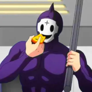 💜 95a11add Sniper Mask High Rise Invasion sniper, masque, animé, arme, High-Rise Invasion, personnage, violet telegram sticker