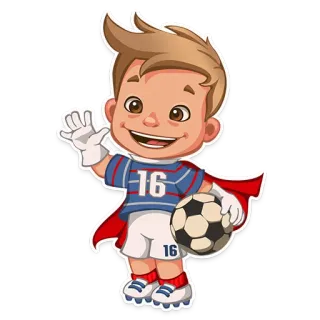 ✋ 56661e2a 16 cartoon, boy, soccer, football, number 16, hero, cape telegram sticker
