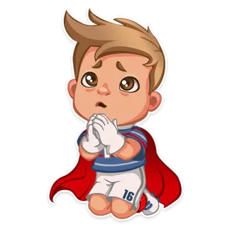 🙏 63653eb1 cartoon, boy, kneeling, praying, cape, pleading telegram sticker