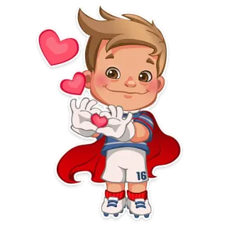 ♥ d5f9aaa9 cartoon, boy, heart, love, kid, valentine, red cape telegram sticker