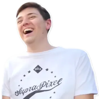 😂 0459396f supraPixel 男性, 笑う, 人, 白いシャツ, supraPixel whatsapp sticker