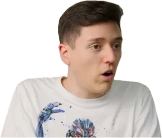 😮 6db6e1fa 男性, 人, ショック, 驚き, 白Tシャツ whatsapp sticker